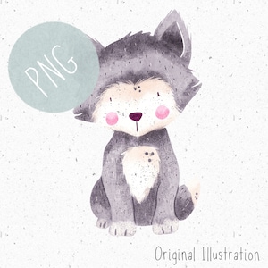 PNG für Sublimation Baby Wolf PNG süßer Wolf Clipart grauer Wolf png Niedliche Tiere Clipart Neues kommerzielles Baby Clipart Wolf herunterladen Neugeborene PNG