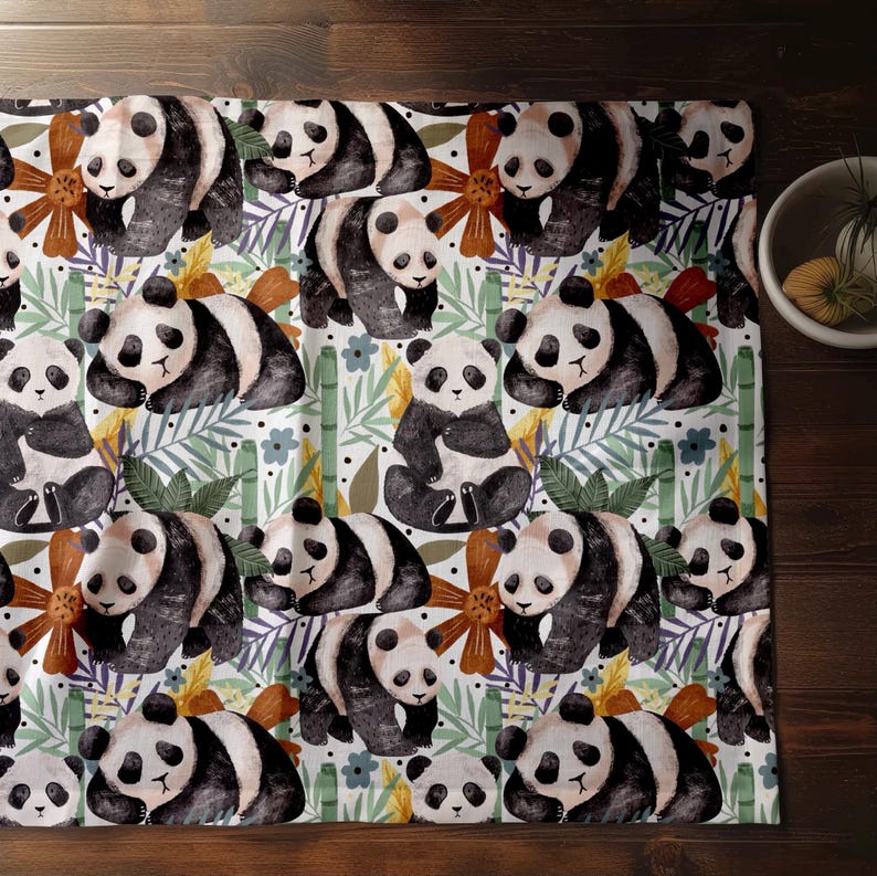 Panda Seamless Pattern Jungle Seamless Repeat Pattern for Fabric Bamboo ...