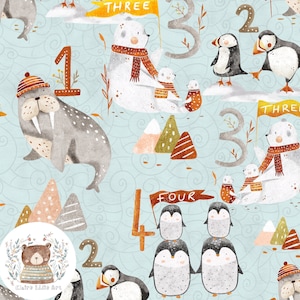 Modèle sans couture animaux de l'Arctique - Chiffres sans couture motif ours polaire pour tissu hiver sans couture motif enfants pingouin comptage