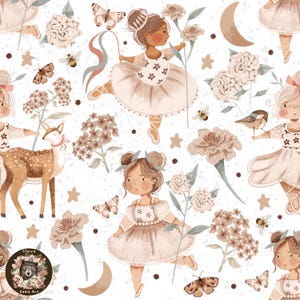 Ballerina Seamless File Girls repeat pattern for fabric Dancer sublimation Pink digital papers Ballet scrapbook paper Baby Girl Seamless
