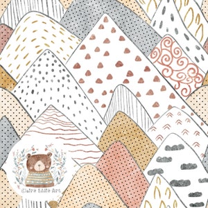 Motif géométrique sans couture BOHO Scrapbook Paper Mountains Repeat Pattern pour tissu Funky motif pour vêtements pour enfants Scandinave Fabric Print