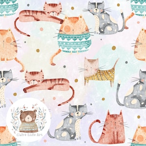 Pastel Cat Seamless Pattern Cute Cat Répétez le motif pour le tissu Abstract Cat Pattern Cat Design pour le tissu Filles modèle sans couture Pink Cat