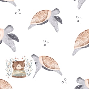 Naadloos patroon Zeeschildpad Herhaal patroon voor stof Zeeschildpad digitale papieren naadloos nautisch patroon Oceaan herhalend patroon zeedier