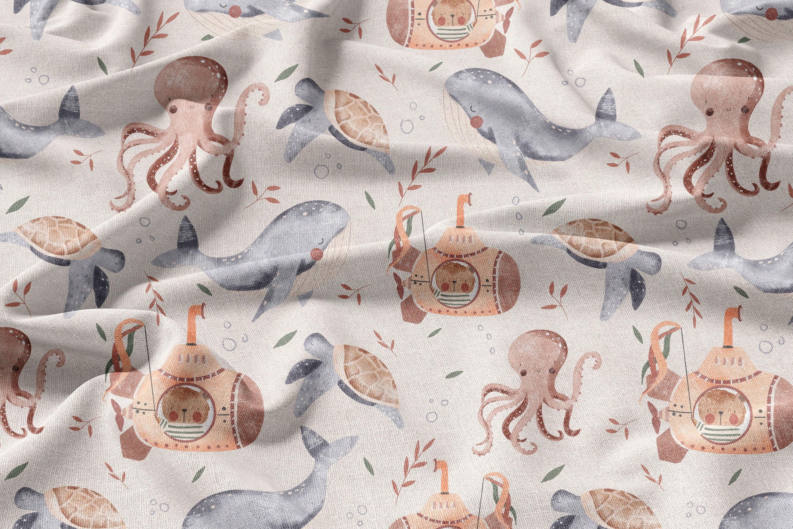 Underwater Seamless Pattern Sea Animal Seamless Digital Paper Under the ...
