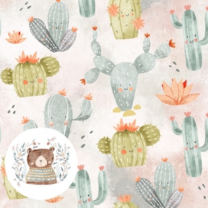 Patrón sin costuras Cacti BOHO Repetir patrón para tela Niños lindos archivo sin costuras Sublimación de cactus Patrón occidental sin costuras Desierto sin costuras