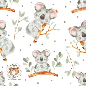 Koala Seamless Pattern Jungle Animal Repetir patrón para tela Lindo bebé animal sin costuras Koala papeles digitales Safari tema digital Recién nacido