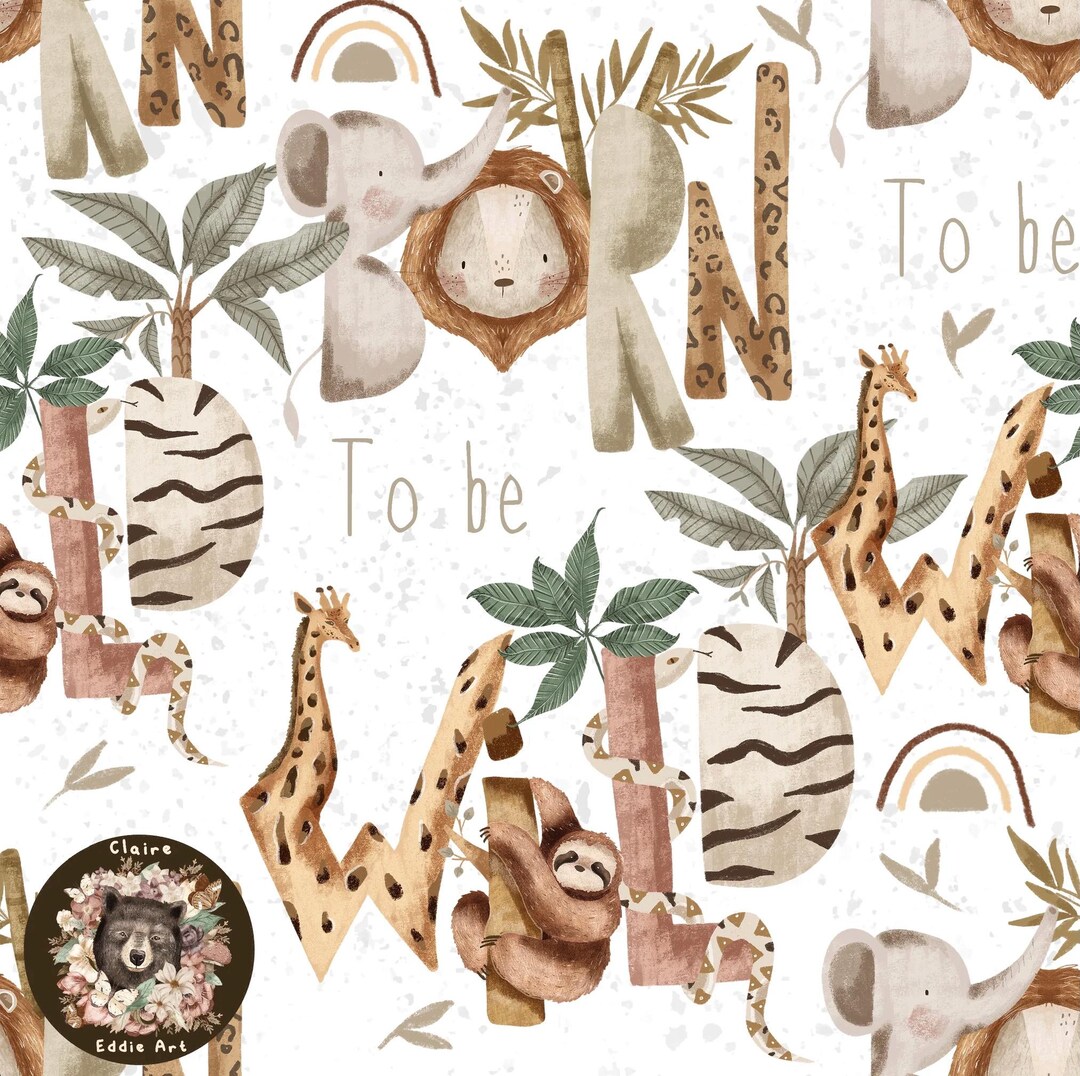 Born to Be Wild Seamless Safari Pattern Jungle Digital Paper Wild ...