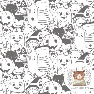 Halloween seamless file Kids Halloween Repeat Pattern for fabric Spooky baby pattern Line Art seamless Fall pattern kids Ghost digital paper