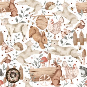 Spring Seamless Pattern Easter repeat pattern for fabric Lamb seamless file Sheep Pattern Sheep Digital Paper Rabbit seamless bunny Woodland