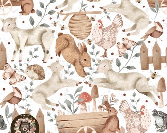 Spring Seamless Pattern Easter repeat pattern for fabric Lamb seamless file Sheep Pattern Sheep Digital Paper Rabbit seamless bunny Woodland