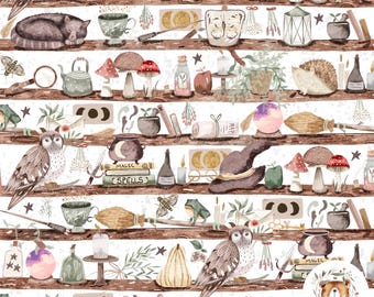 Fichier sans couture de sorcière Halloween motif de répétition de sorcière maison fantasmagorique télécharger Halloween papier numérique sublimation magique sorts sans couture