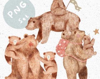Mama bear 3 PNGs for Sublimation Cute Bear PNG set mum and baby png Kid Clothing Mama Bear png mum Clipart Woodland Clipart forest png cubs