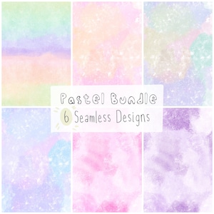 6 naadloze patronen Pastel digitaal papier Pastel ombré herhaalpatroon Marmer naadloze tye kleurstof Sublimatie Galaxy achtergrond plakboekpapier