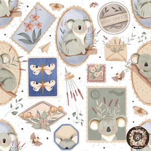 Seamless Pattern Koala Seamless Digital Paper Safari Scrapbook Paper Jungle Repeat Pattern for fabric Australia pattern Stamps seamless
