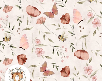 Butterfly Seamless Pattern Floral repeating pattern for fabric seamless flower design spring seamless file Bumblebee pattern little girls