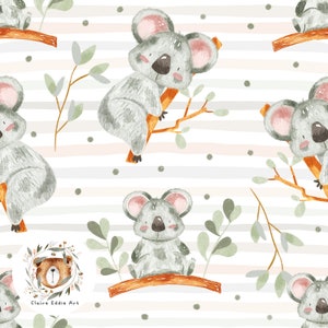 Bezszwowy wzór Koala Bezszwowy cyfrowy papier Safari Scrapbook Paper Jungle Powtarzalny wzór na tkaninę Uroczy wzór zwierzęcy na odzież dziecięcą