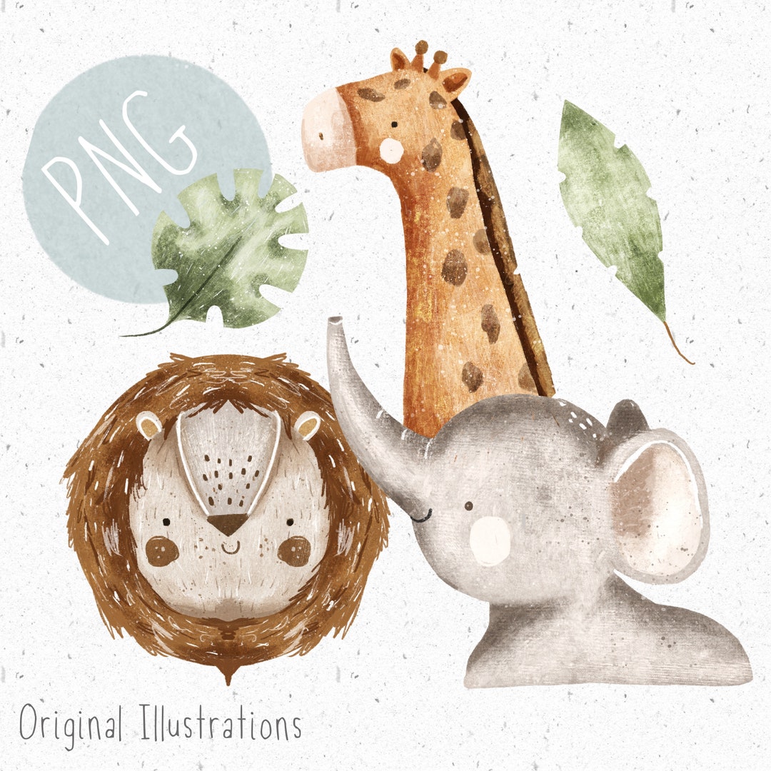 5 Pngs for Sublimation Safari PNG Set Jungle Png for Kid Clothing Lion ...