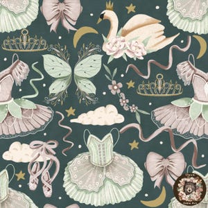 Ballerina Seamless File Girls repeat pattern for fabric Dancer sublimation Swan digital papers Ballet scrapbook paper Baby Girl Seamless