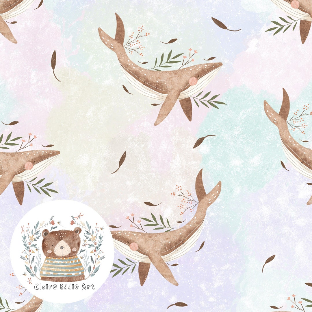 Blue Whale Seamless Pattern Pastel Repeat Pattern Girls Seamless File ...