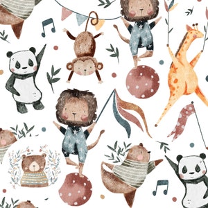 Circus Seamless Pattern Dancing Animal Seamless Digital Paper Kids Scrapbook Paper Circus Repeat Pattern for fabric cute Animal pattern kids