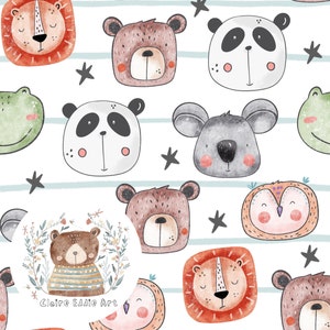 Wild animal seamless pattern BOHO kids repeating pattern for fabric Kid digital papers Animal Scrapbook paper Panda seamless file Cute Koala