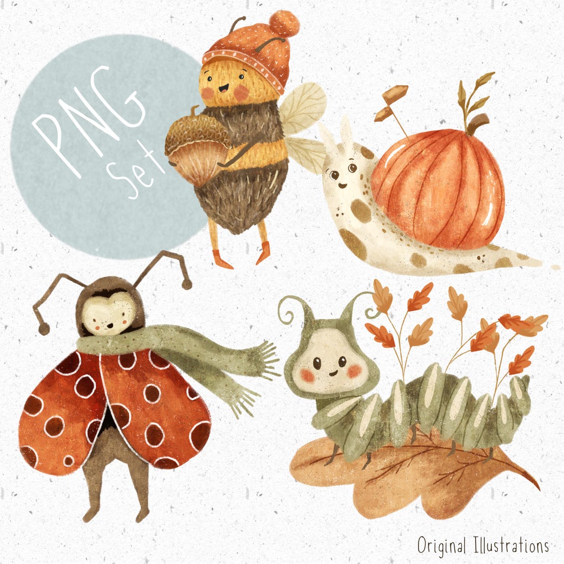 Insect Set of 4 Pngs for Sublimation Halloween Clipart Cute Bugs PNG ...