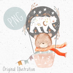 PNG for Sublimation Cute Bear png New Baby Clothing Clipart Space PNG Hot air balloon Clipart Fall sublimation Kids Clipart Moon & stars PNG