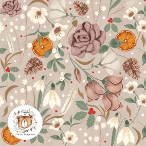Festliche Floral nahtlose Muster Weihnachten nahtlose digitales Papier Weihnachtsblume Winter Weihnachten Rapportmuster für Stoff Festliches Laub