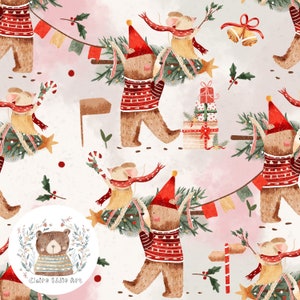 Festliches nahtloses Muster Niedliches Weihnachtsnahtlosemuster für Stoff Wald digitales Papier Bär Nahtloses Design