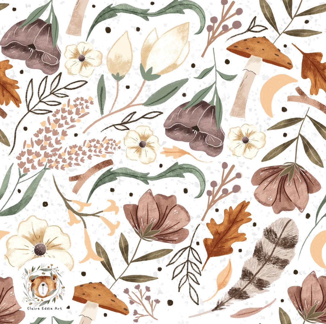 Fall Floral Seamless Pattern Wildflower Seamless Digital Paper Autumn ...
