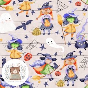 EXCLUSIVE COLOURWAY Halloween Seamless Pattern Hexe Seamless Pattern für Stoff-Geist-Wiederholungsmuster Gruseliges Oberflächenmuster Magie-Wiederholung