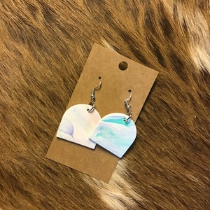 White Marble Handmade Clay Dangle Earrings
