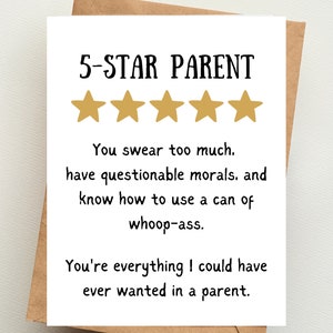 Bovenliggende vijf sterren | BEDRUKTE kaart | Grappige ongepaste kaarten voor ouders of mama of papa