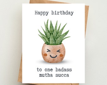 Happy birthday to one badass mutha succa | PRINTED card | Inappropriate funny birthday cards