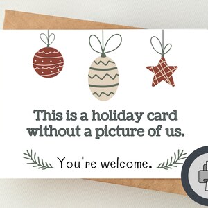 Kerstkaart zonder foto van ons| Afdrukbare digitale wenskaart | Grappige kerstkaarten