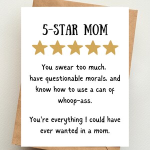 5-Star Mom | Cartão IMPRESSO | Cartões engraçados e inapropriados para a mãe