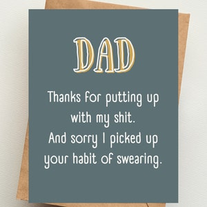 Papa Danke, dass du My Shit ertragen hast BEDRUCKTE Karte | Unpassende und lustige Affirmationskarte für Papa
