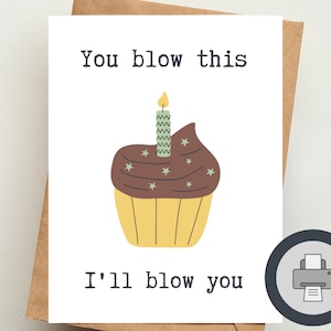 Tú arruinas esto, yo te volaré / Tarjeta de felicitación digital imprimible / Tarjetas de cumpleaños inapropiadas / Tarjetas coquetas