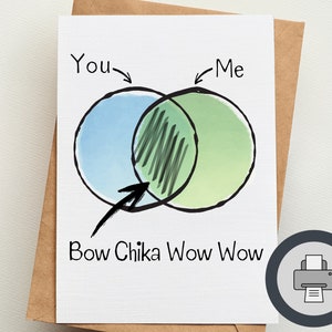Noeud Chika Wow Wow | | Carte de vœux numérique imprimable | En couple | Coquin | Carte d'anniversaire | Drôle inapproprié
