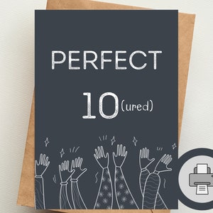 Perfect 10(ured) [Vastbestelling] | Afdrukbare digitale wenskaart | Gefeliciteerd met uw vaste aanstelling | Grappige professorkaart