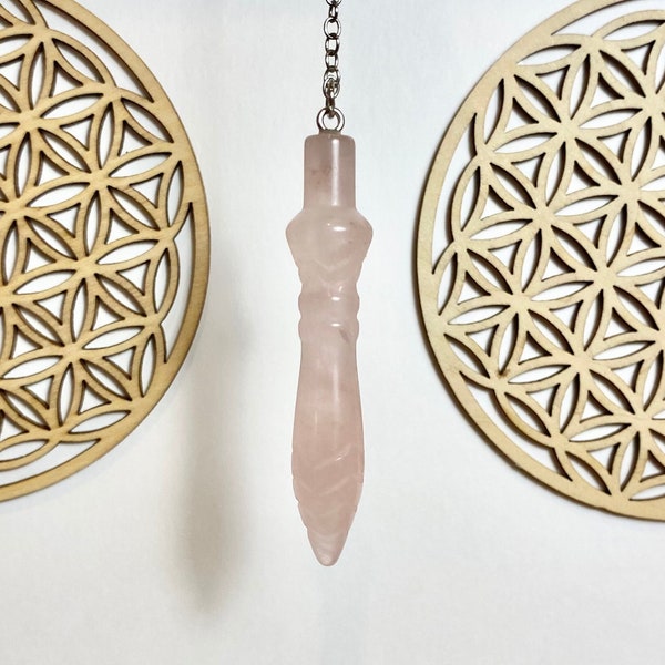 Mini pendule thot Pierre quartz rose | pendule égyptien pierre radiesthésie