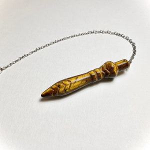 Mini Thot Pendulum Tiger&#39;s Eye Stone | Egyptian Pendulum Dowsing Stone