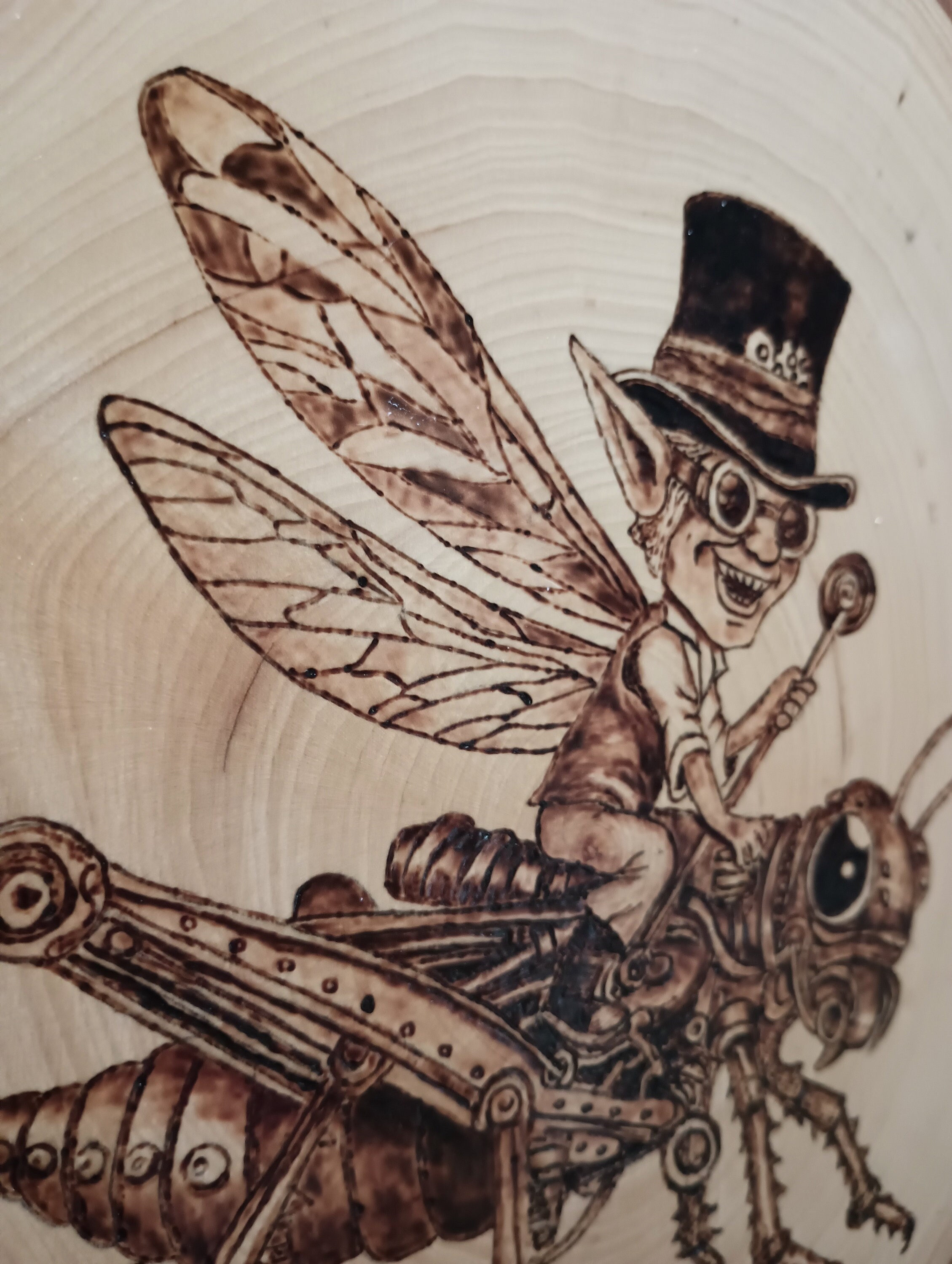 Wood Burning Steampunk Fairy With Grasshopper - Etsy