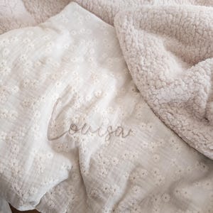 Personalized white sherpa baby winter blanket