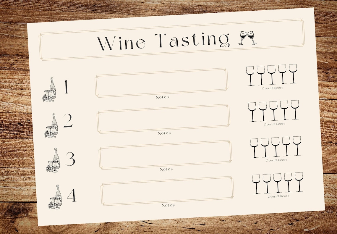 Printable Wine Tasting Scoresheet and Tasting Guide Etsy Printable Wine Tasting Scoresheet and Tasting Guide Etsy