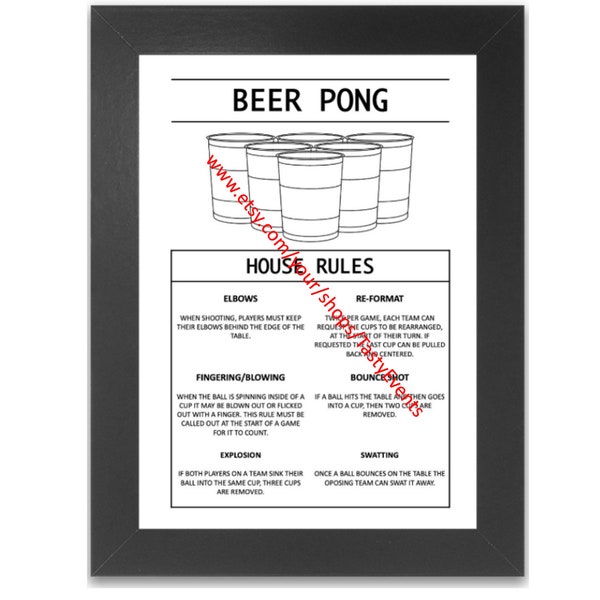 Bearbeitbares Beer Pong Hausregeln Poster Sofort Download