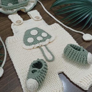 Newborn mushroom set, baby boy costume overalls hat booties set, mushroom bucket, mushroom overalls halloween costumes,forest newborn