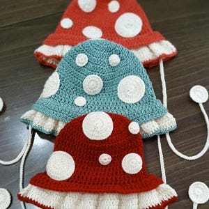 Mushroom bucket hat, crocheted mushroom hat halloween hat from newborn to adult forest newborn photography
