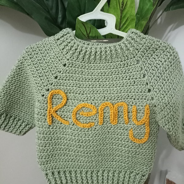 HANDMADE AND PERSONALIZED Sweater for Babies and Toddlers - Hand Embroidered Customized Name Sweater from Newborns to Toddlers