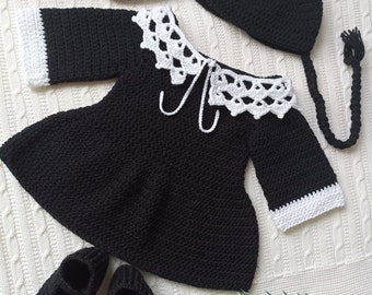 Conjunto de ropa de bebé, traje de bebé negro, conjunto de bebé negro, conjunto de bebé de punto, foto de recién nacido traje de recién nacido
